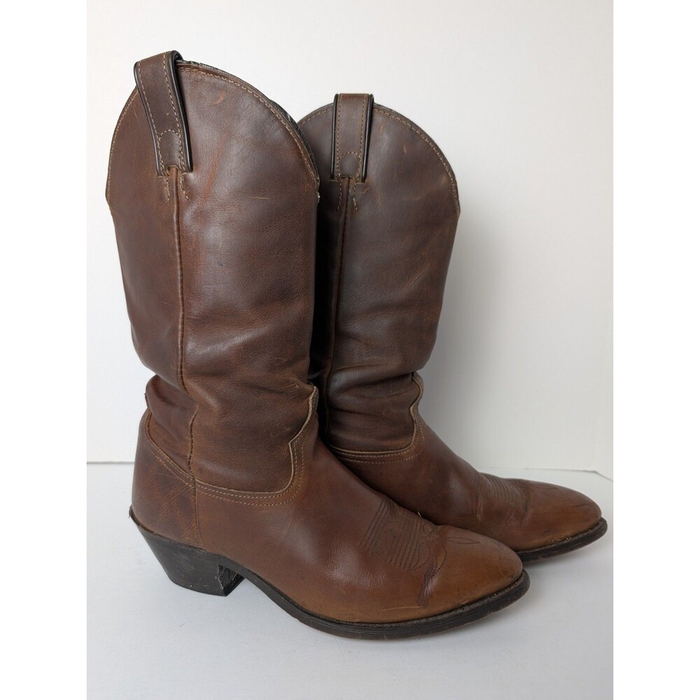 Laredo Brown Leather Cowboy Boots Womens 7 M Western Mid-Calf Ranch Boot Vintage